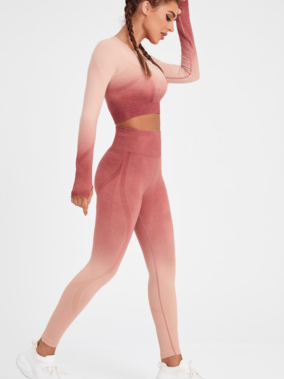 Women's Long Sleeve Gradient Yoga Set