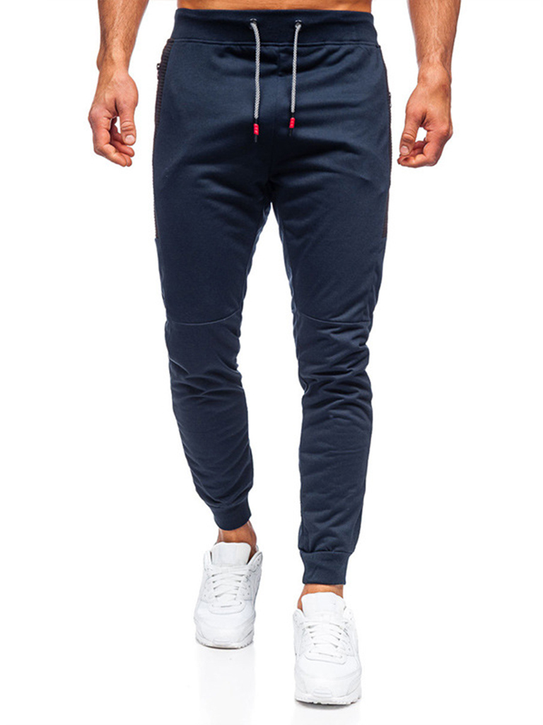 Wholesale Men's Sweatpants Contrasting Color Pocket Straight Casual Pants