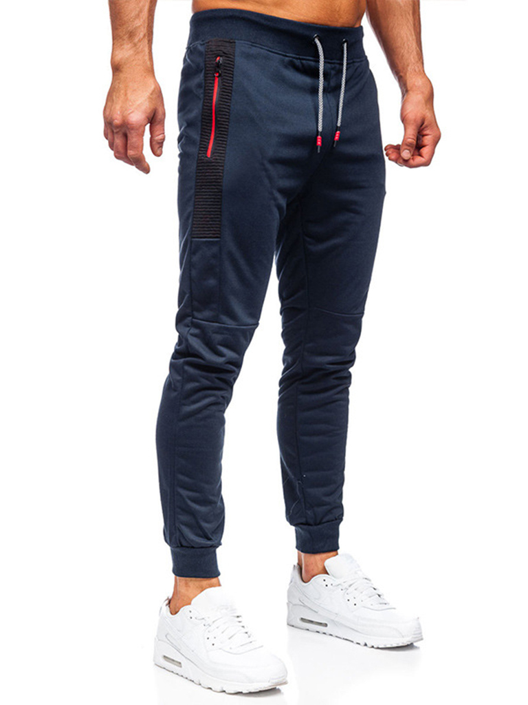 Wholesale Men's Sweatpants Contrasting Color Pocket Straight Casual Pants