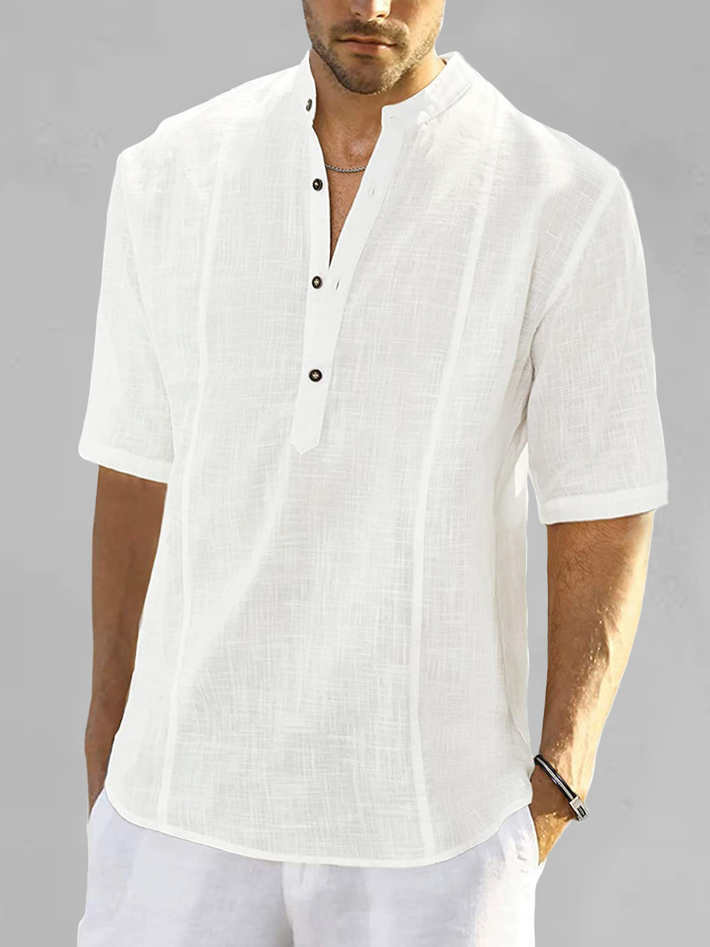 Wholesale New Plus Size Men's Stretch Denim Long Sleeve Multi Pocket Shirt