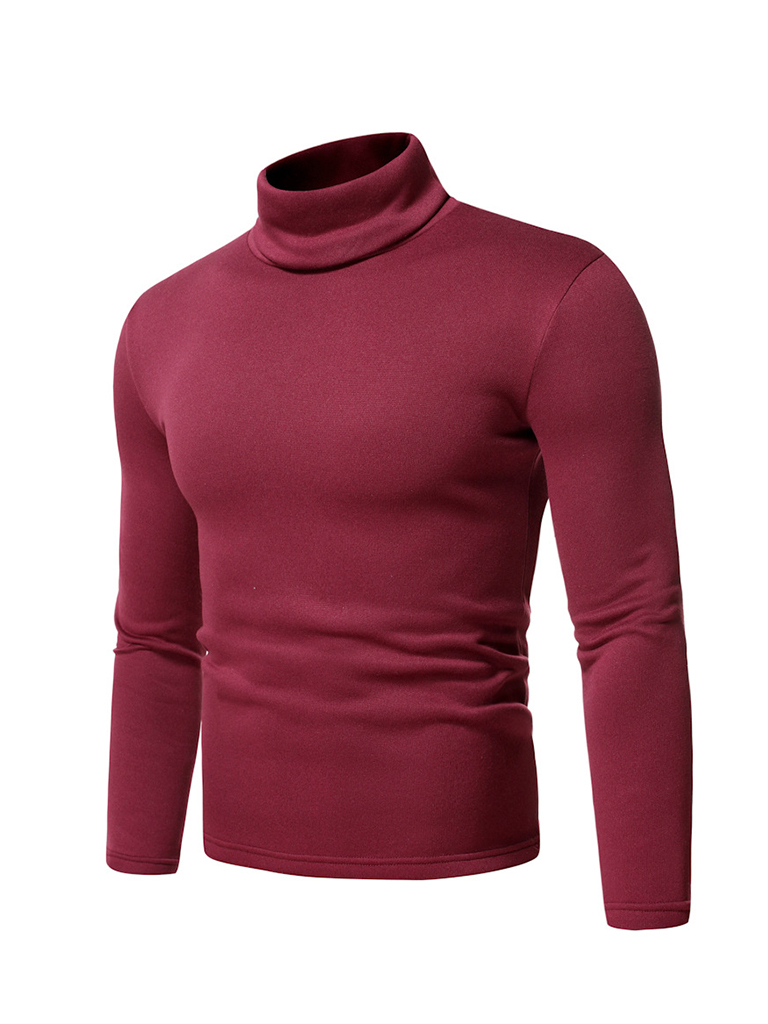 Wholesale Men's fleece pullover turtleneck knitted top