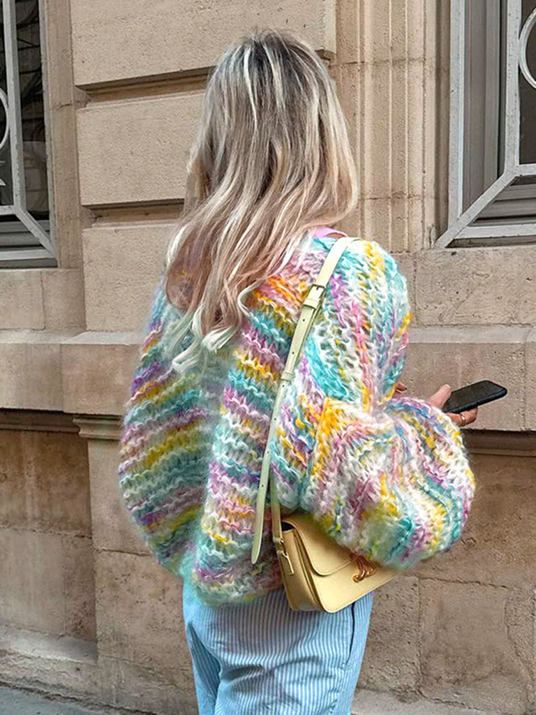 Wholesale Women's Gentle Rainbow Colorful Woolen Fashionable ...