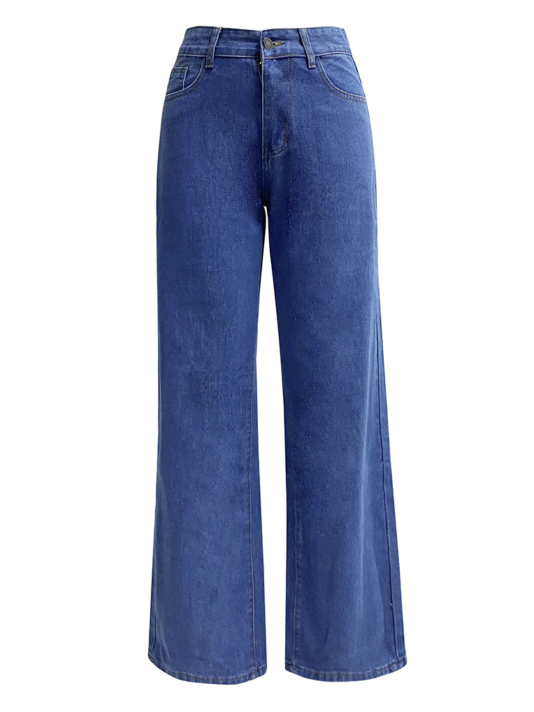 Wholesale Women's High Waist Washed Straight Leg Jeans