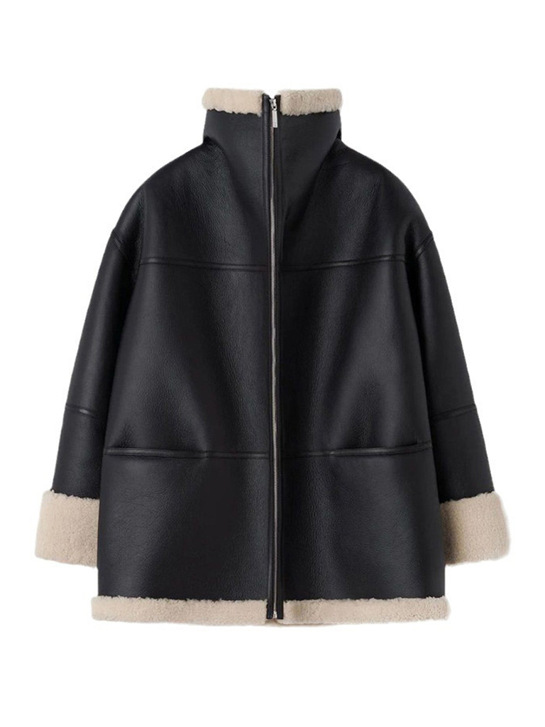 Wholesale Cashmere leather fur collar composite jacket