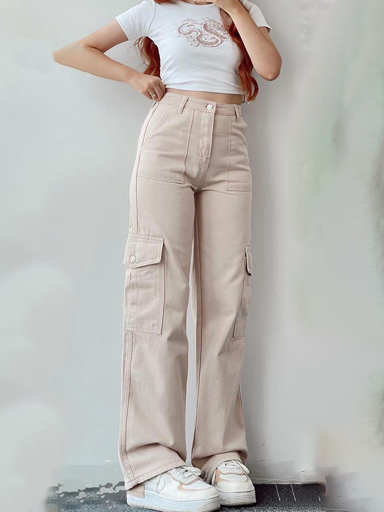Wholesale Versatile casual pants, mid-rise three-dimensional pocket ...