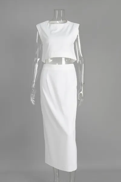 Cotton and Linen Vest Skirt Set