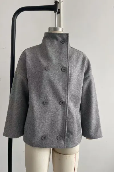 New stand collar double-breasted short coat