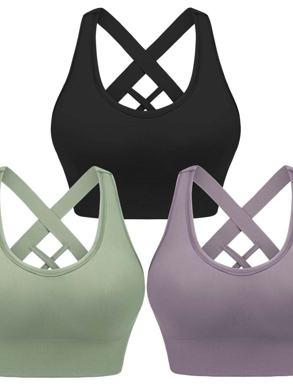 Women's cross strap seamless back sports bra