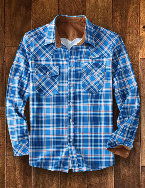 Wholesale Men's High Quality Plaid Shirt Cardigan Lapel Long Sleeve ...
